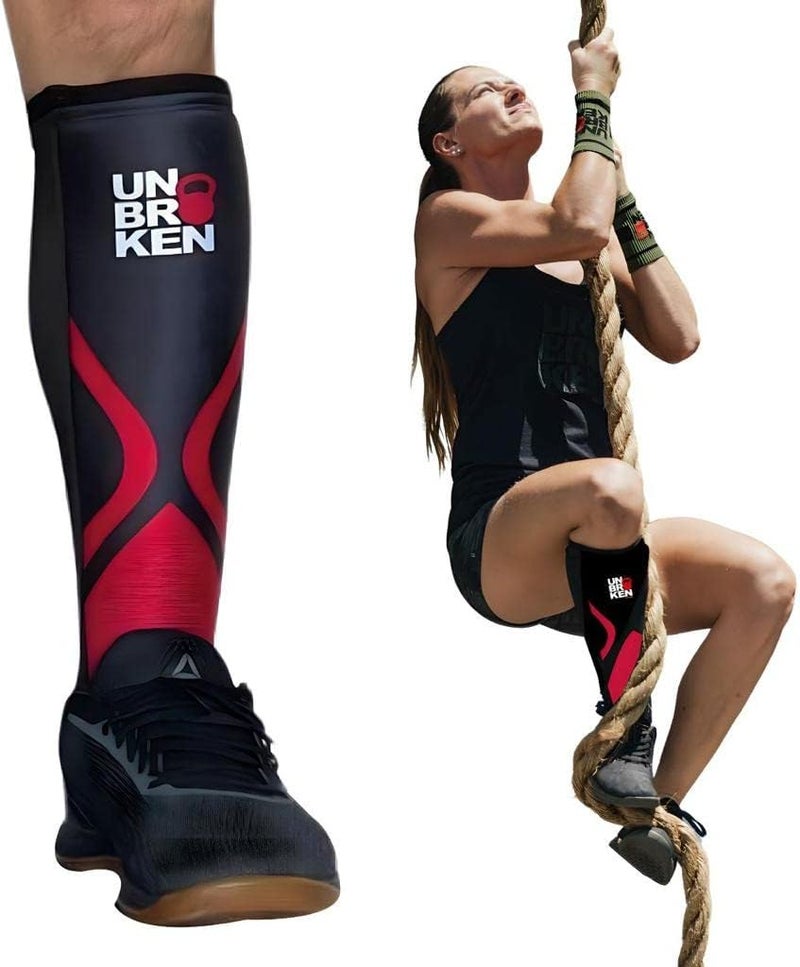 UNBROKENSHOP Cross Fitness Shin Guard Calf Compression Sleeve 7mm, Weightlifting, Deadlift, Rope Climb, Box Jumps for Men and Women Single - Image 1