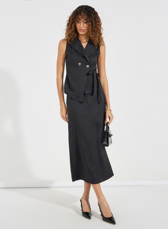 Styli Notch Lapel Wrap Top with Tie Detail  - Image 2