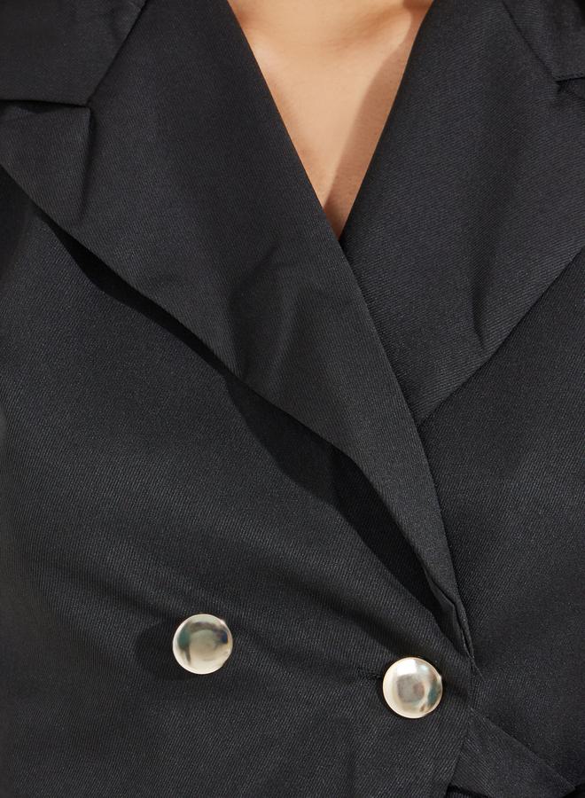 Styli Notch Lapel Wrap Top with Tie Detail  - Image 3