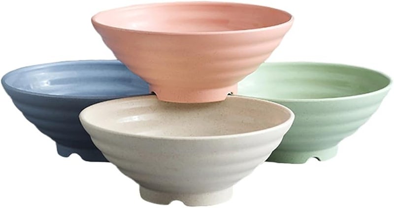 Wheat Straw Bowls Set of 4 18cm Unbreakable Microwave and Dishwasher Safe Eco Friendly Tableware - Image 1