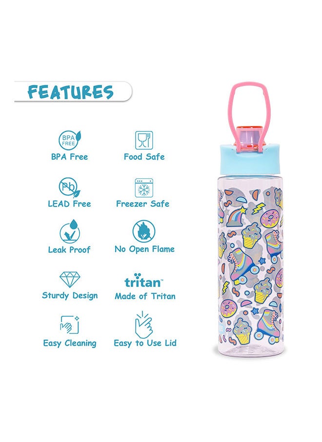 Eazy Kids Tritan Water Bottle with Flip Lid Gen Z Skater-Blue 750ml  - Image 3