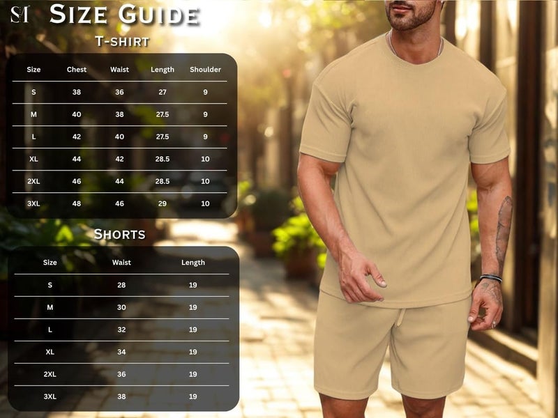 SMOWKLY Men's Premium Hosiery Cotton Blend Pyjama Set || Stylish Round Neck T-Shirt and Shorts || Casual Night Suit Wear Set for Man (1524_CRM_XL) - Image 5