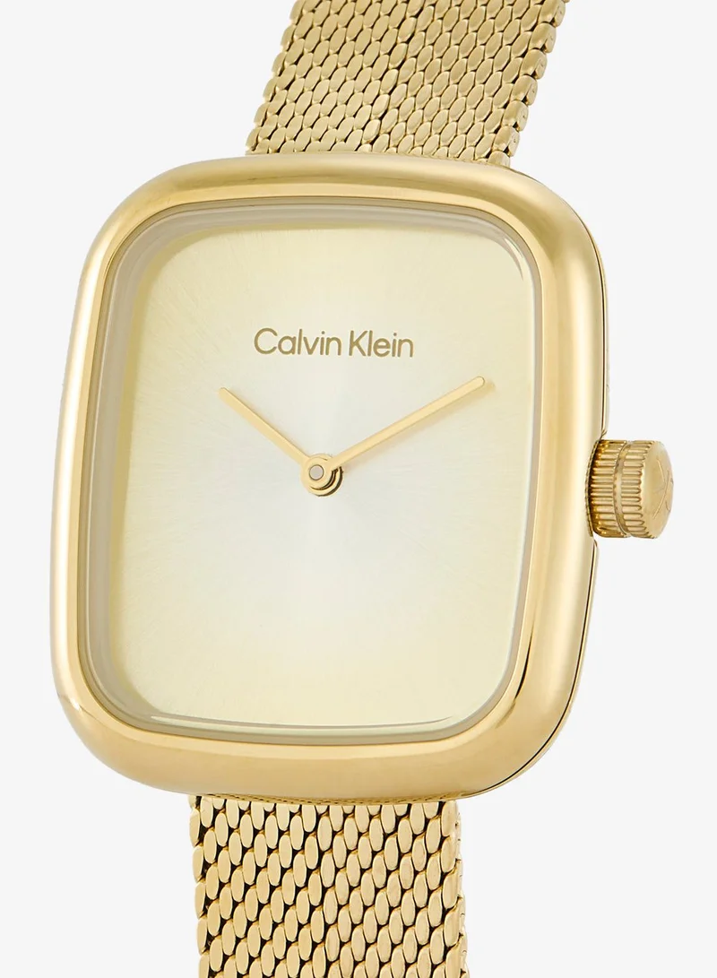 Calvin Klein 2-Hand CK Adore Collection Quartz Movement Watch For Women With Gold-Tone Stainless Steel Mesh Bracelet - 25100099