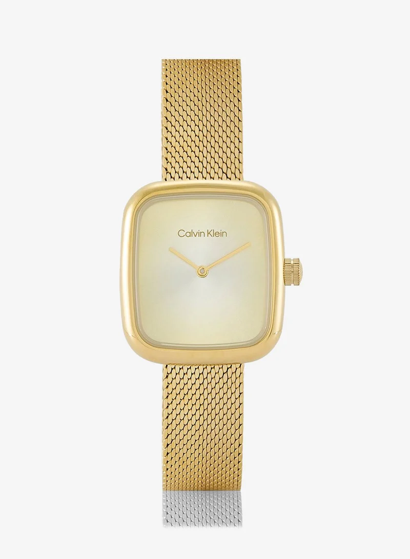 Calvin Klein 2-Hand CK Adore Collection Quartz Movement Watch For Women With Gold-Tone Stainless Steel Mesh Bracelet - 25100099