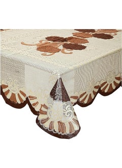 Kuber Industries Floral Cotton 4 Seater Center Table Cover Brown Ctktc01160 Standard  - Image 1