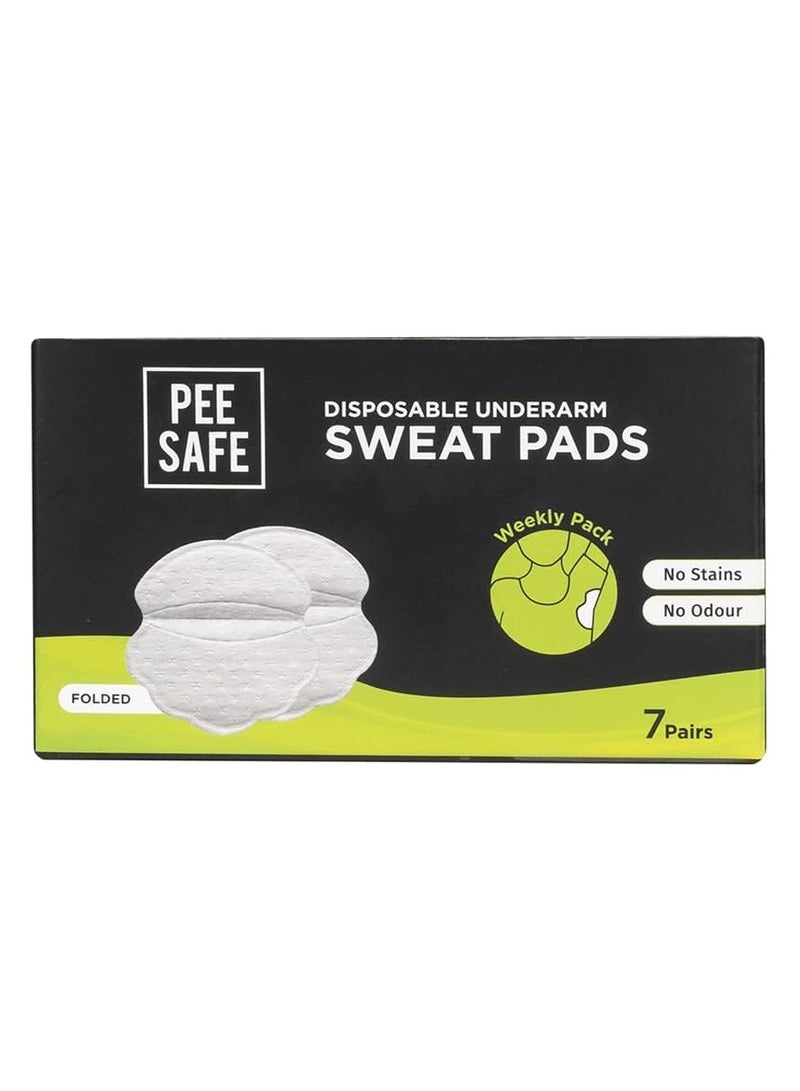 Pee Safe Sweat Pads For Underarms Women & Men (7 Pairs) 14 Pads | Folded | Prevents Stains | Absorbs Sweat & Unpleasant Odour | Breathable And Deodorizing | Self Adhesive Glue - Image 1