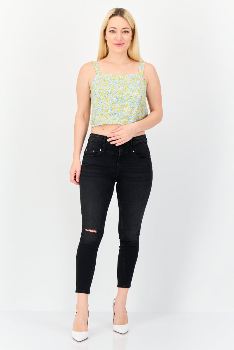 ONLY Women Square Neck Sleeveless Floral Print Tank Top, Multicolor  - Image 2