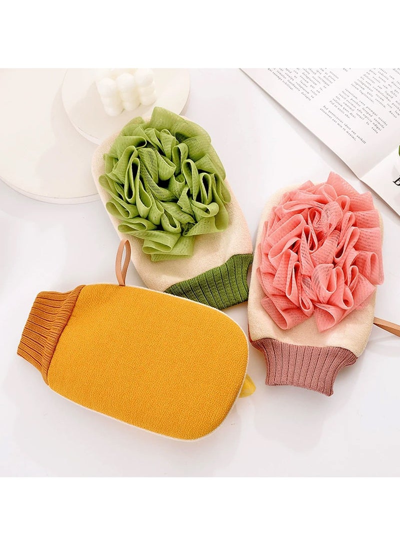 3Pcs Deep Exfoliating Glove for Shower, Double-Sided Exfoliating Mitt,Massage Body Scrub Gloves for Home Spa,Eco Friendly loofah Sponge, Dead Skin Remover & Body Scrubber Exfoliator  - Image 4