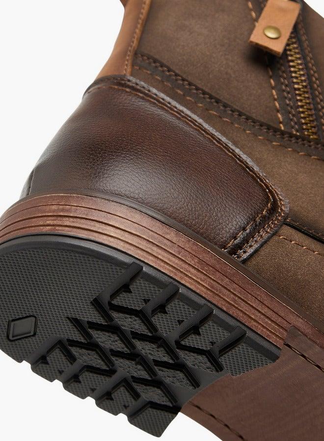 LBL by Shoexpress Textured Ankle Boots with Zip Closure - Image 5