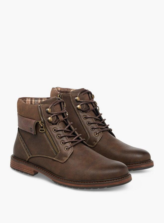 LBL by Shoexpress Textured Ankle Boots with Zip Closure - Image 3