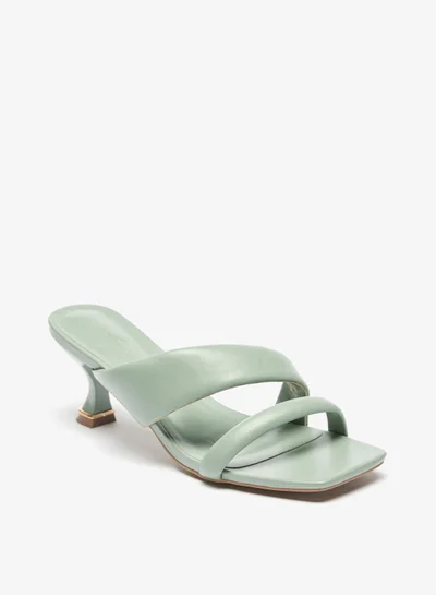 Flora Bella Solid Slip On Sandals with Spool Heels