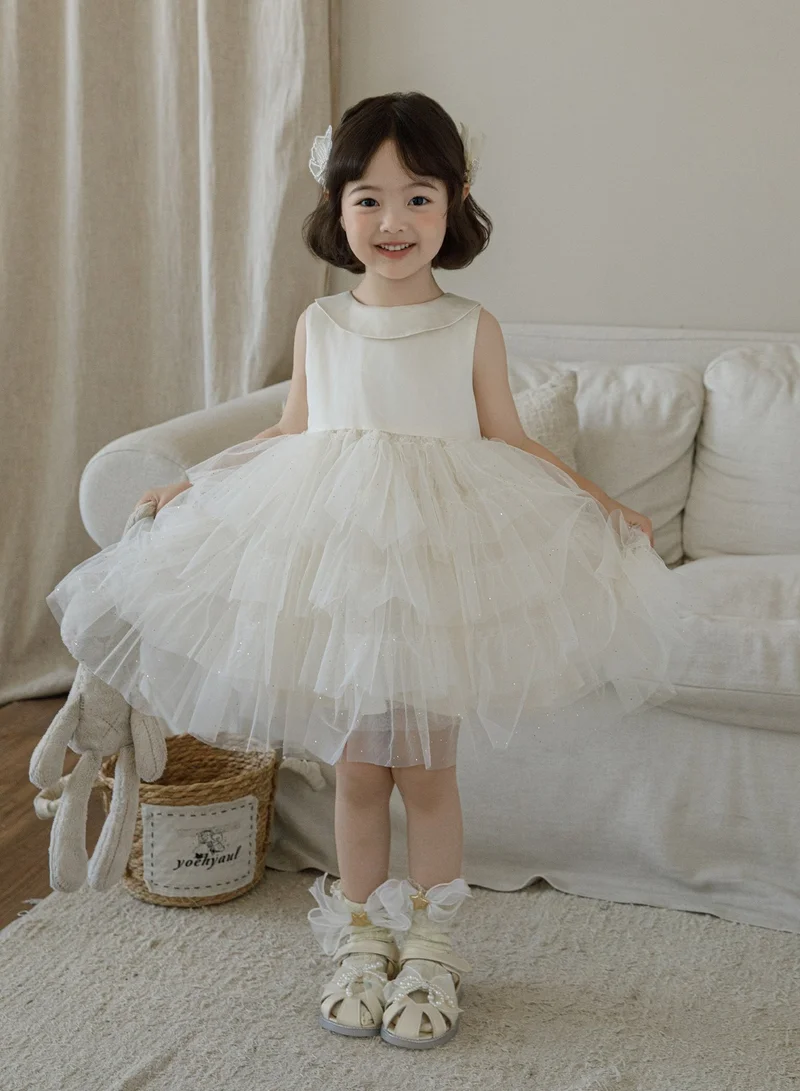 Yoehyaul Girls Layered Tulle Party Dress | Sleeveless Princess Dress for Birthday, Wedding & Special Occasions