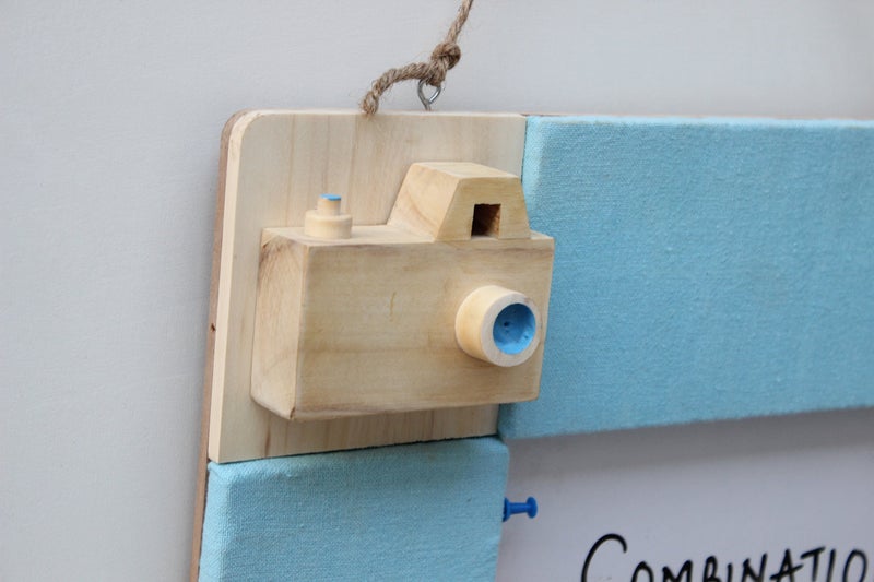 IVEI Wood Combination Board with Pin Board & Whiteboard Best Gift for Home, Office, School | Office Wall Accessories | Utility Boards (Camera - Blue) - Image 5