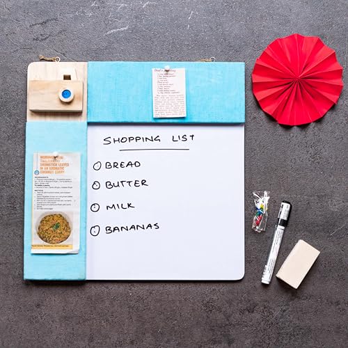 IVEI Wood Combination Board with Pin Board & Whiteboard Best Gift for Home, Office, School | Office Wall Accessories | Utility Boards (Camera - Blue) - Image 2
