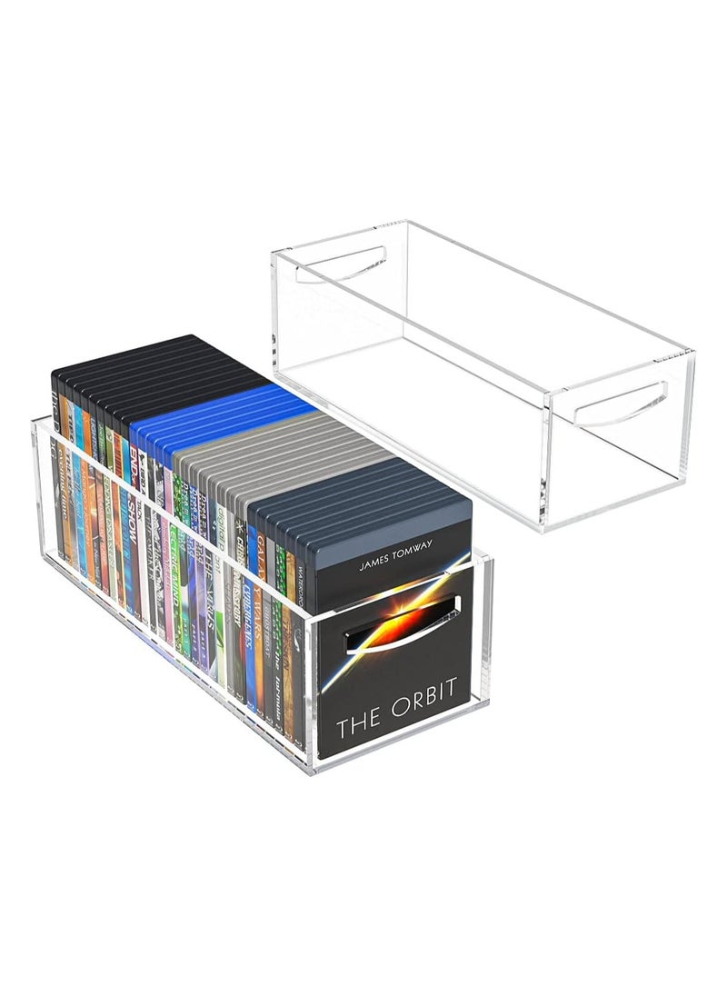 TPGP DVD/CD Storage Box - 2 Pack, Acrylic Organizer for Blu-Rays, Small Books, Video Game Cases, and Controllers – Multipurpose Storage Container for Countertop, Kitchen, Bathroom, and Cabinet  - Image 1