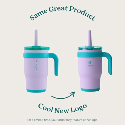 REDUCE 14 Oz Coldee Kids Tumbler with Lid and Straw - Coldee Insulated Travel Mug - Spill-Proof, Sweatproof Stainless Steel, BPA-Free - Includes Handle, Reusable Silicone Straw - Camp Green - Image 2