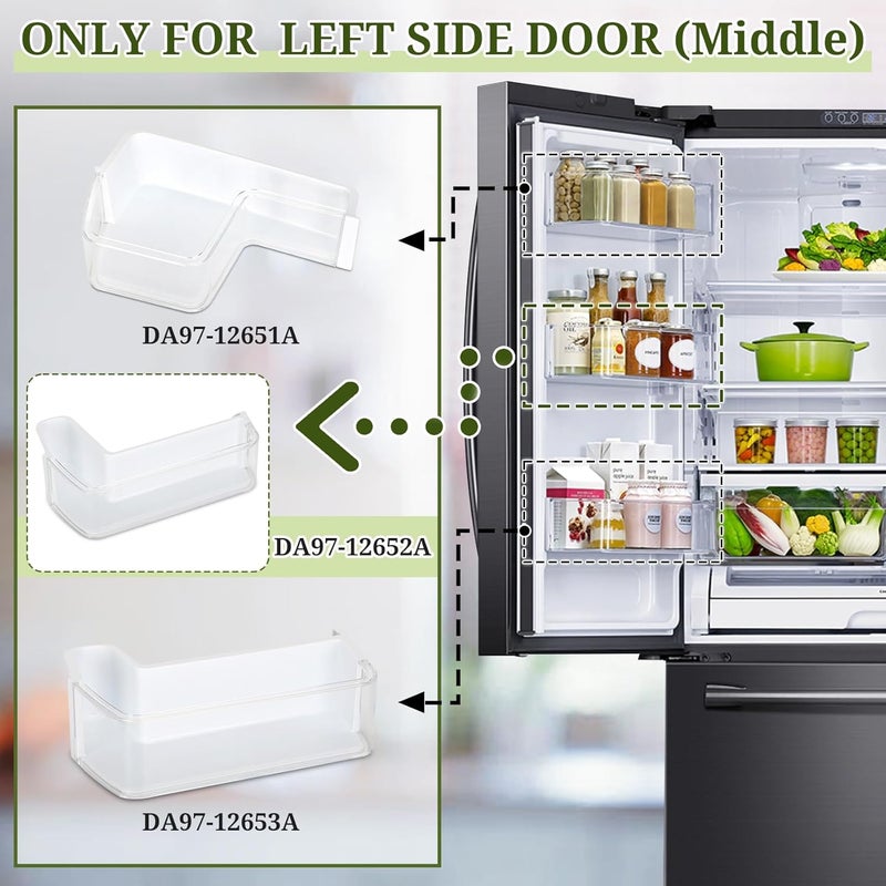 SUMNEW DA97-12652A Refrigerator Door Shelf Bin Replacement (Left Middle) Compatible with Samsung RF263TEAE, RF263BEAE, RF265BEAESG, RF265BEAESR, Replaces Part number : 3973522 AP5623588 PS4176655 EAP4176655 - Image 2