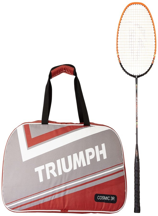 ترايامف مضرب تنس الريشة Triumph Ray-4000 قطعة واحدة خفيف الوزن مع حقيبة Cosmic-6R ذات قسمين باللونين الأحمر والرمادي - Image 1