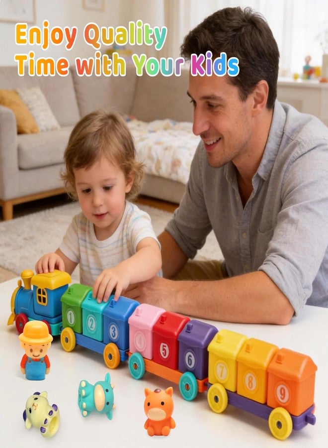 CIUGEO Learning Toy for Toddlers 1 2 3 4 Years Old, Counting Matching & Sorting Montessori Train Set with Farm Animals Finger Puppets for Boys Girls Birthday - Image 4