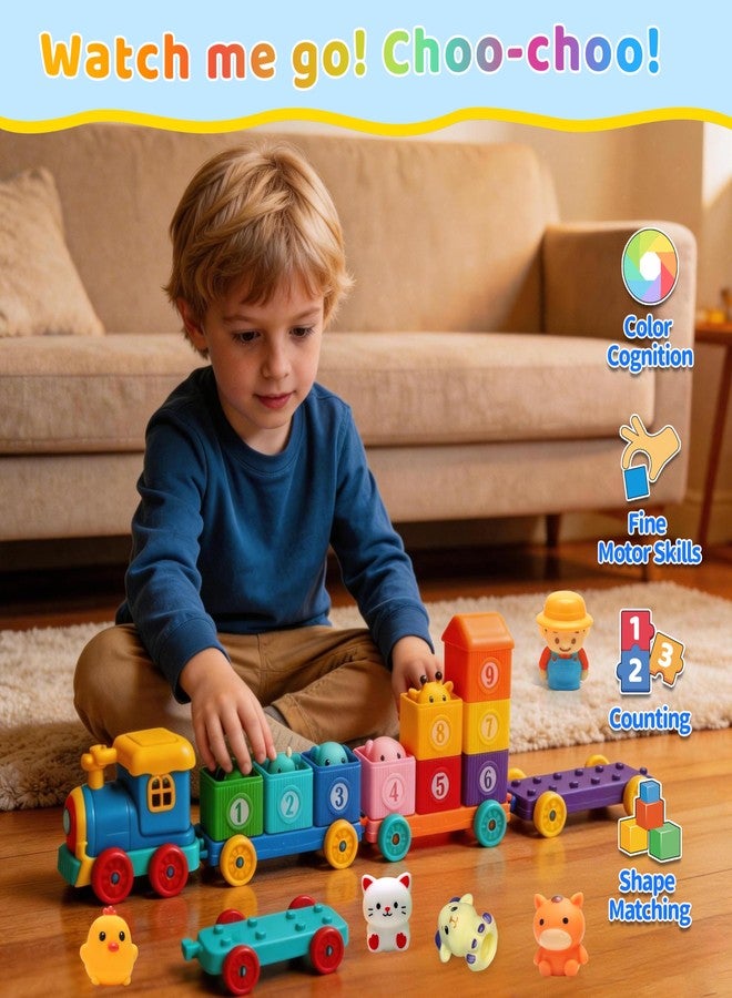 CIUGEO Learning Toy for Toddlers 1 2 3 4 Years Old, Counting Matching & Sorting Montessori Train Set with Farm Animals Finger Puppets for Boys Girls Birthday - Image 2