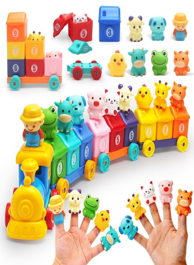 CIUGEO Learning Toy for Toddlers 1 2 3 4 Years Old, Counting Matching & Sorting Montessori Train Set with Farm Animals Finger Puppets for Boys Girls Birthday - Image 1