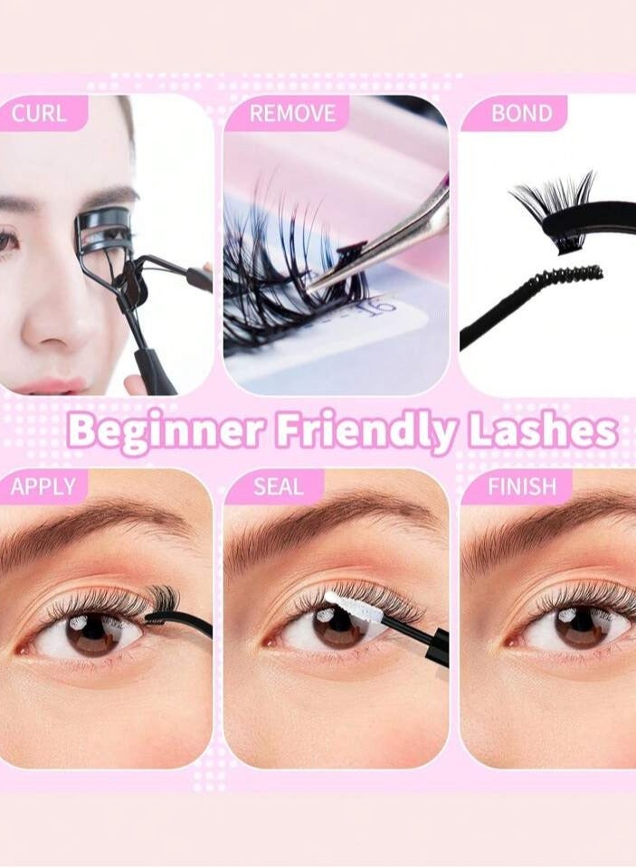 Bond & Seal False Eyelashes Light, Soft, Natural Looking Lash Bond Kit with Eyelash Adhesive + Applicator - Image 5