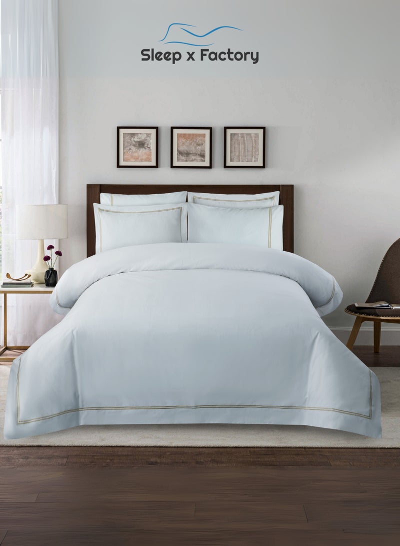 Sleep x Factory Luxury Cotton Satin Hotel Bedding Set – Embroidered – 6 Pieces – Without Filling - Image 1