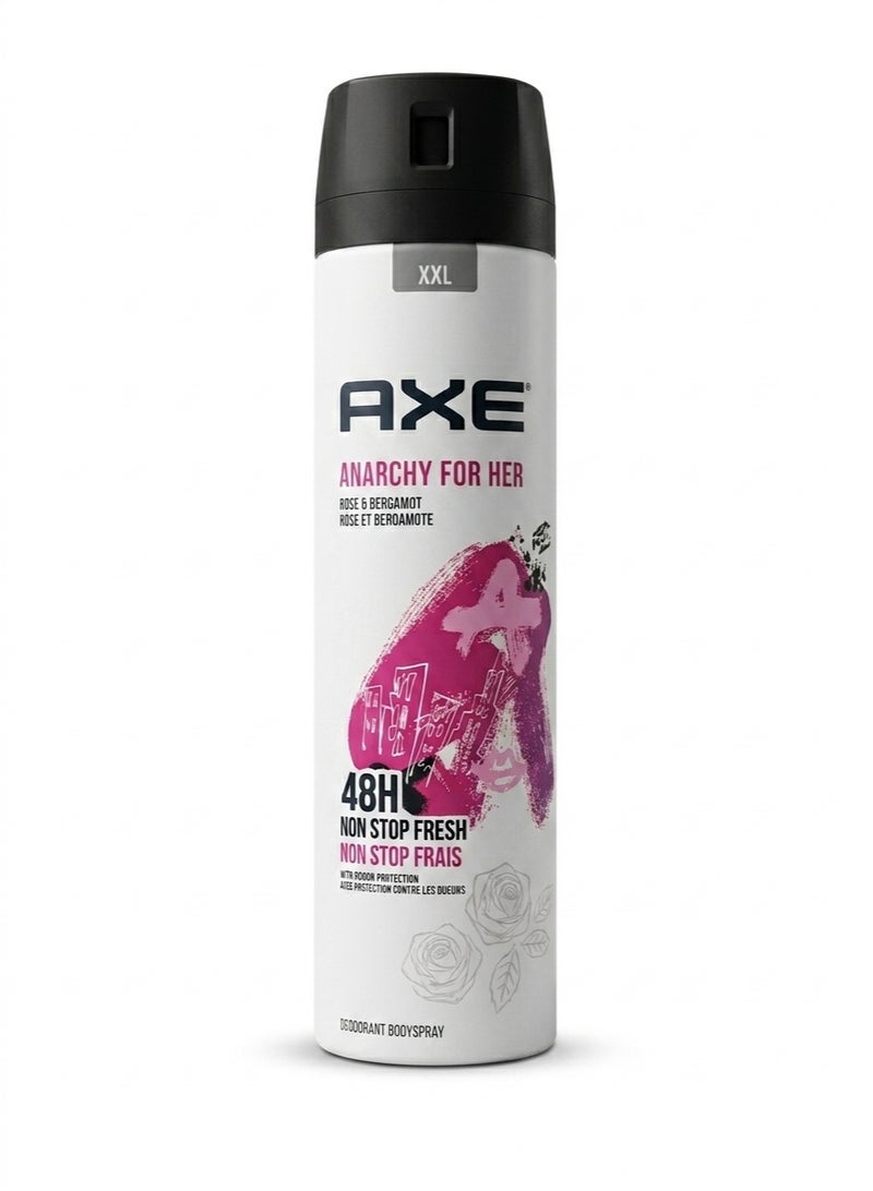 Anarchy For Her Rose & Bergamot Body Spray, 48-Hour Continuous Freshness & Odor Protection, 250ml