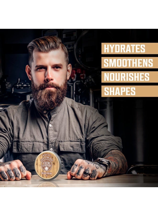 Viking Revolution بلسم لحية فايكنغ ريفولوشن من خشب الأرز والصنوبر - زبدة مع زيت الأركان، مرطب ومطرٍ للرجال - شمع للحى (2 أونصة، عبوة واحدة) - Image 3