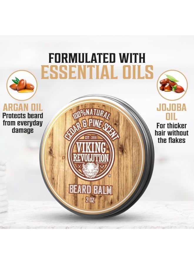Viking Revolution بلسم لحية فايكنغ ريفولوشن من خشب الأرز والصنوبر - زبدة مع زيت الأركان، مرطب ومطرٍ للرجال - شمع للحى (2 أونصة، عبوة واحدة) - Image 4