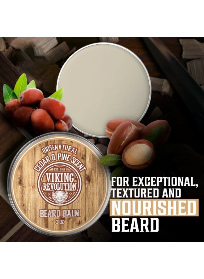 Viking Revolution بلسم لحية فايكنغ ريفولوشن من خشب الأرز والصنوبر - زبدة مع زيت الأركان، مرطب ومطرٍ للرجال - شمع للحى (2 أونصة، عبوة واحدة) - Image 2