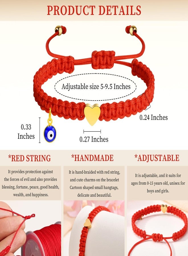 MEALGUET Protection Red String Child Bracelet : Handmade Baby Bracelet Evil Eye and Heart Braided Red String Bracelet Jewelry, Birthday Gifts for Toddler Girls Boys Son Daughter Kids - Image 5