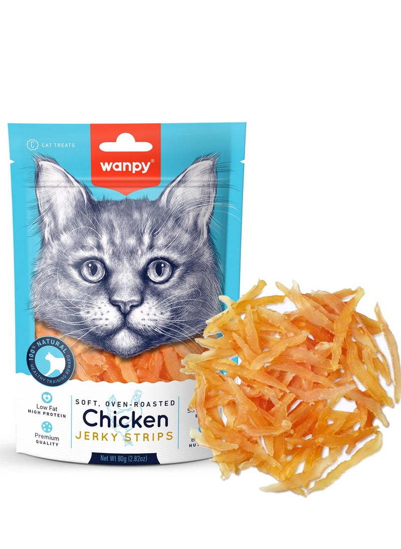 Wanpy Oven Roasted Chicken Jerky Strips for Cats 80g  - Image 1
