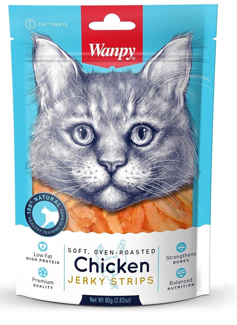 Wanpy Oven Roasted Chicken Jerky Strips for Cats 80g  - Image 2