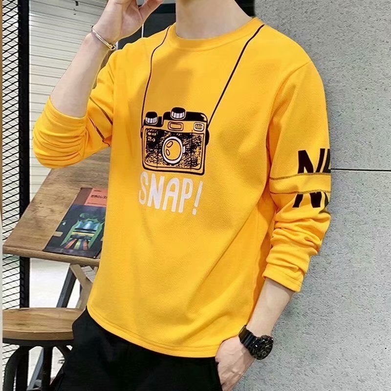 Plus Size 2023 Autum Men's Long-Sleeved T-Shirt Loose Casual Round Neck Long-Sleeved T-Shirt Autum Clothing Trendy Factory Direct Sale - Image 2