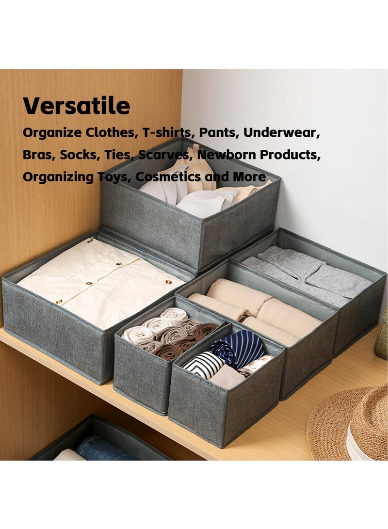 Teuuea 12PCS Foldable Clothing Storage Organizers, Underwear Drawer Fabric Closet Dividers Basket Containers, Cabinet Dresser Storage Box for Clothes Bras Socks Baby Clothing Scarves Ties (Grey) - Image 5
