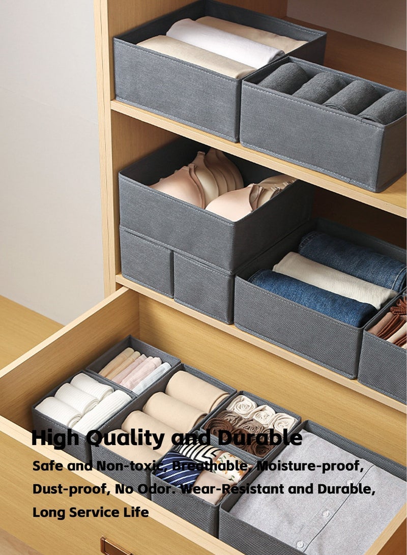 Teuuea 12PCS Foldable Clothing Storage Organizers, Underwear Drawer Fabric Closet Dividers Basket Containers, Cabinet Dresser Storage Box for Clothes Bras Socks Baby Clothing Scarves Ties (Grey) - Image 3