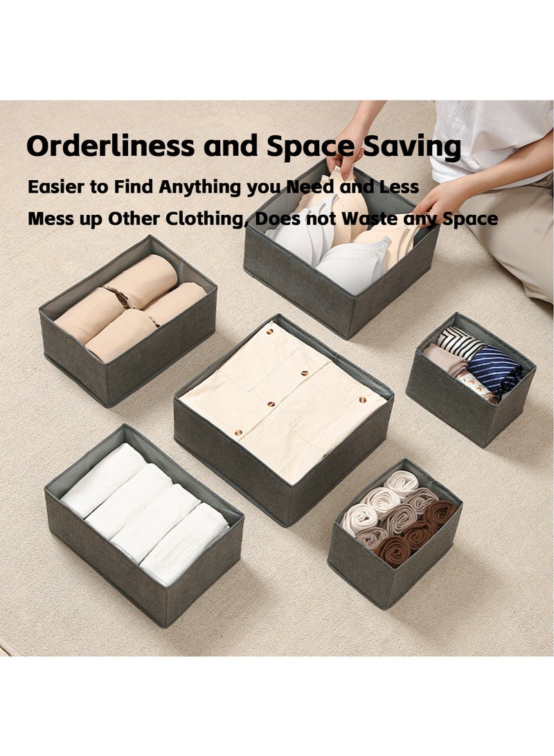 Teuuea 12PCS Foldable Clothing Storage Organizers, Underwear Drawer Fabric Closet Dividers Basket Containers, Cabinet Dresser Storage Box for Clothes Bras Socks Baby Clothing Scarves Ties (Grey) - Image 2