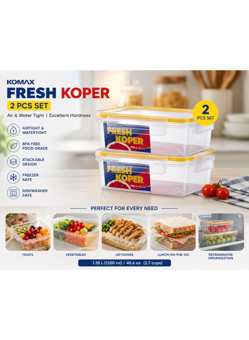 Komax Fresh Koper Rectangular 2Pc Set (1.35L + 730ml) - Image 2