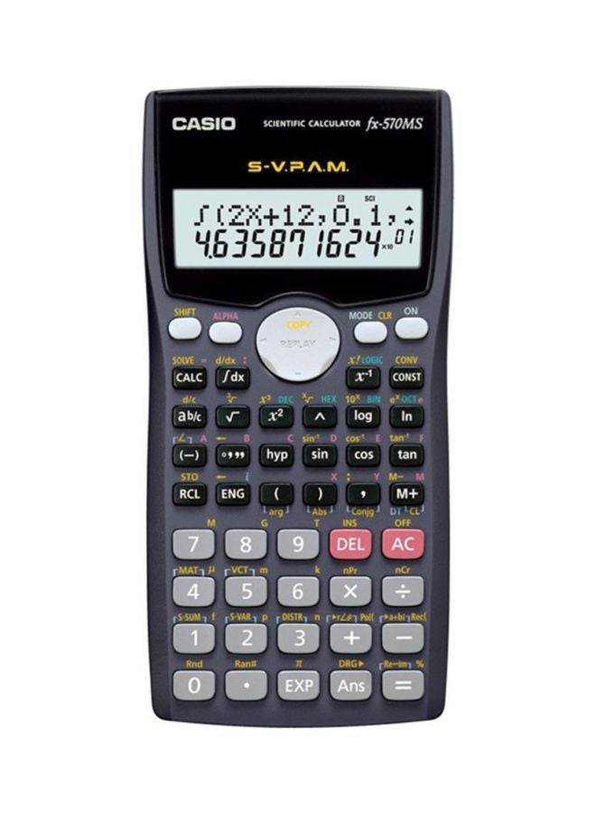 كاسيو آلة حاسبة علمية مع إظهار للماتريكس تتسع لـ 12 رقماً طراز fx-570MS رمادي/أسود - Image 1