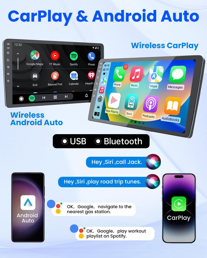 Jufodrca 4 Core Car Radio for Honda Fit 2008-2013: 10" 1280 * 800 HD Touch Screen Stereo with Wireless CarPlay Android Auto Bluetooth 5GWiFi GPS FM SWC Backup Camera - Image 3