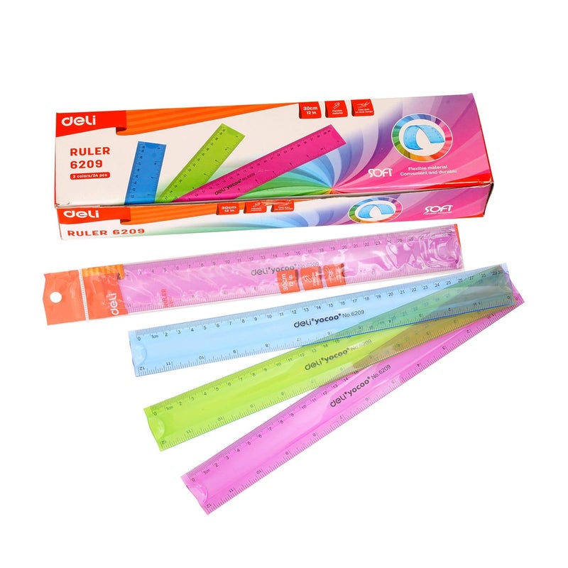 Deli مسطرة مرنة W6209 بطول 30 سم (زرقاء)، عبوة من 3 - Image 4
