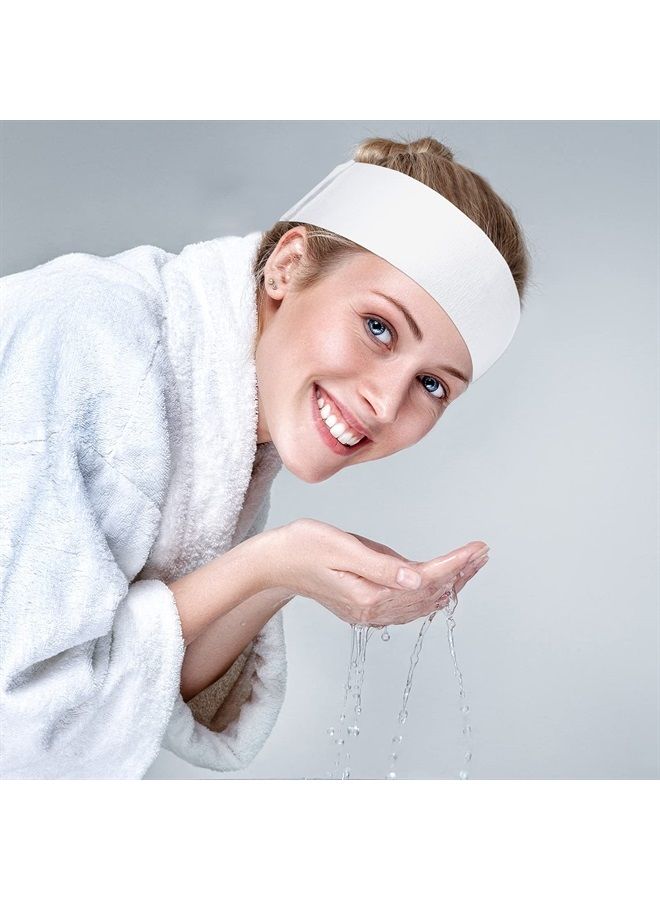 Waydress 140 Pieces Disposable Spa Facial Headbands with Convenient Closure, White Stretch Facial Headwraps Soft Skin Care Hair Band for Women Girls Salons - Image 1