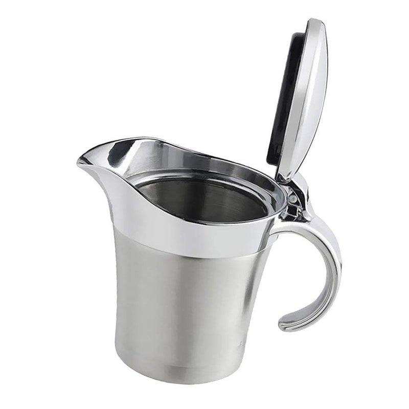 Double Insulated Gravy Boat  Stainless Steel Sauce Jug with Hinged Lid Hinged Lid Ideal for Gravy or Cream at Thanksgiving 450ML16 OZ