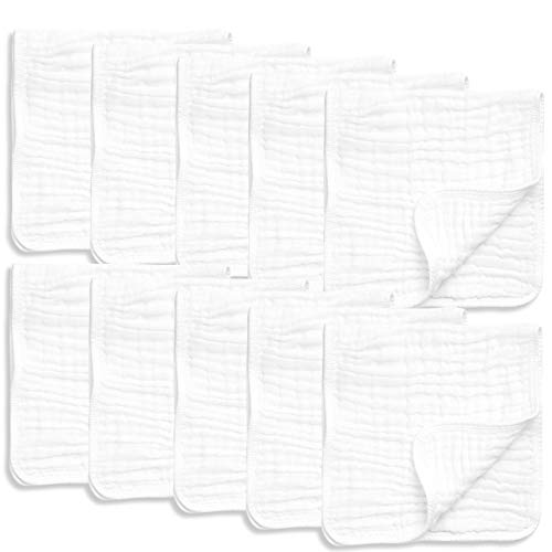 AllSett Health 10 Pack Muslin Burp Cloths Large 20 by 10 100 Cotton Hand Wash Cloth 6 Layers Extra Absorbent and Soft White