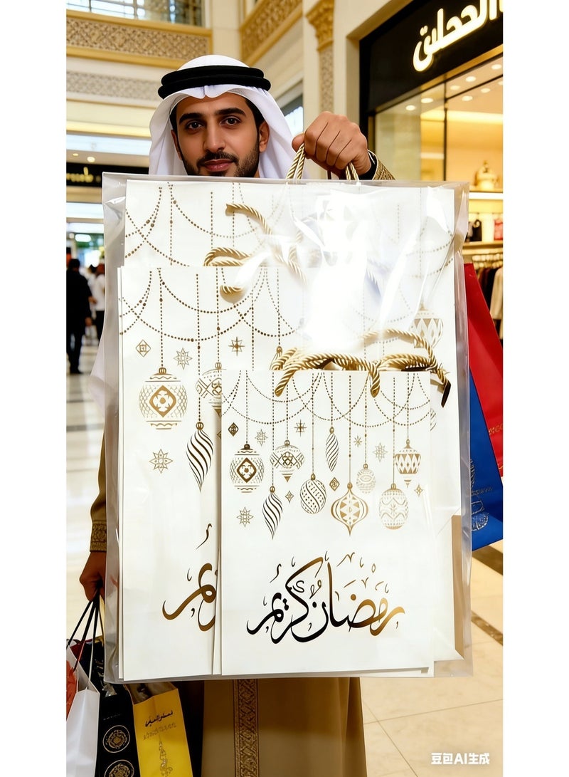 مجموعة حقيبة هدايا للتسوق، حقائب هدايا صغيرة بمقابض وحقائب بيع بالتجزئة بالجملة للأعمال الصغيرة والتسوق والبضائع وحقائب هدايا حفلات أعياد الميلاد وحفلات الزفاف - Image 4