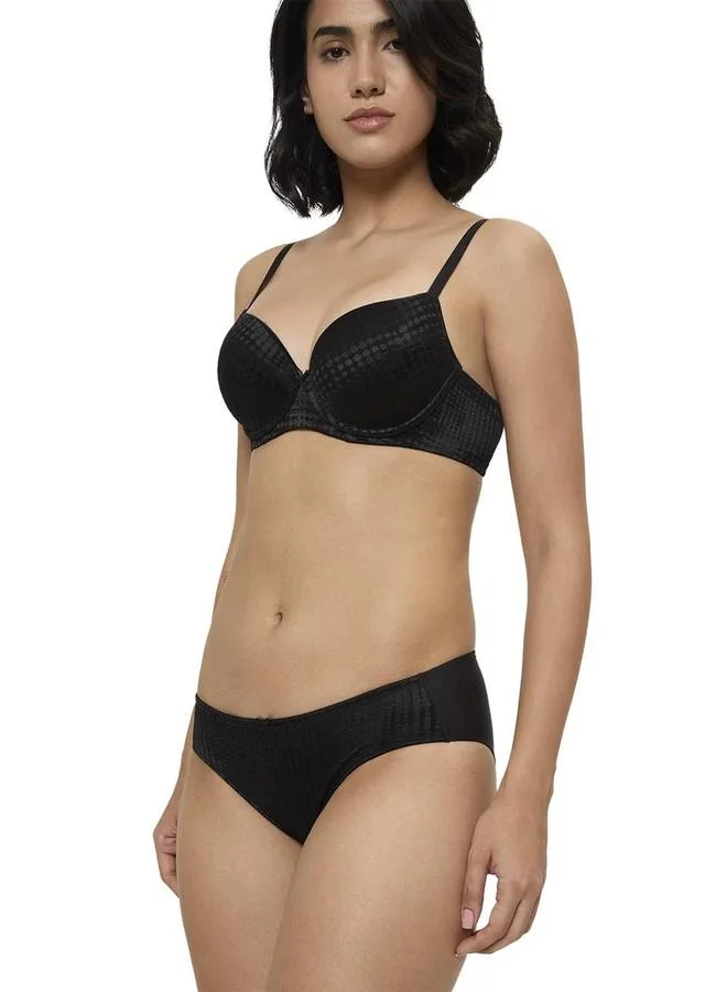 ترايامف Triumph Jacquard Shine Spotlight Wired Padded Bra | Seamless and Comfort| Thin Padded Support | Pack of 1 Black
