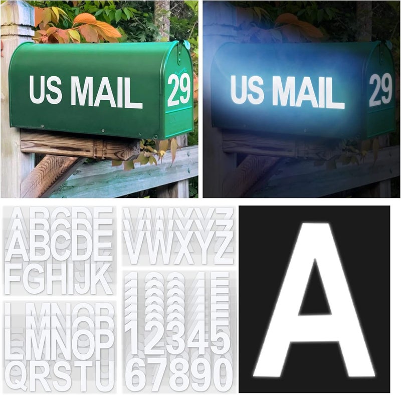 Seloom 148 PCS 3" Reflective Mailbox Numbers Stickers for Outside,White Letter and Number Stickers Address Numbers for Mailbox,Self Adhesive Vinyl Waterproof House Decal for Door Cars Home - Image 1