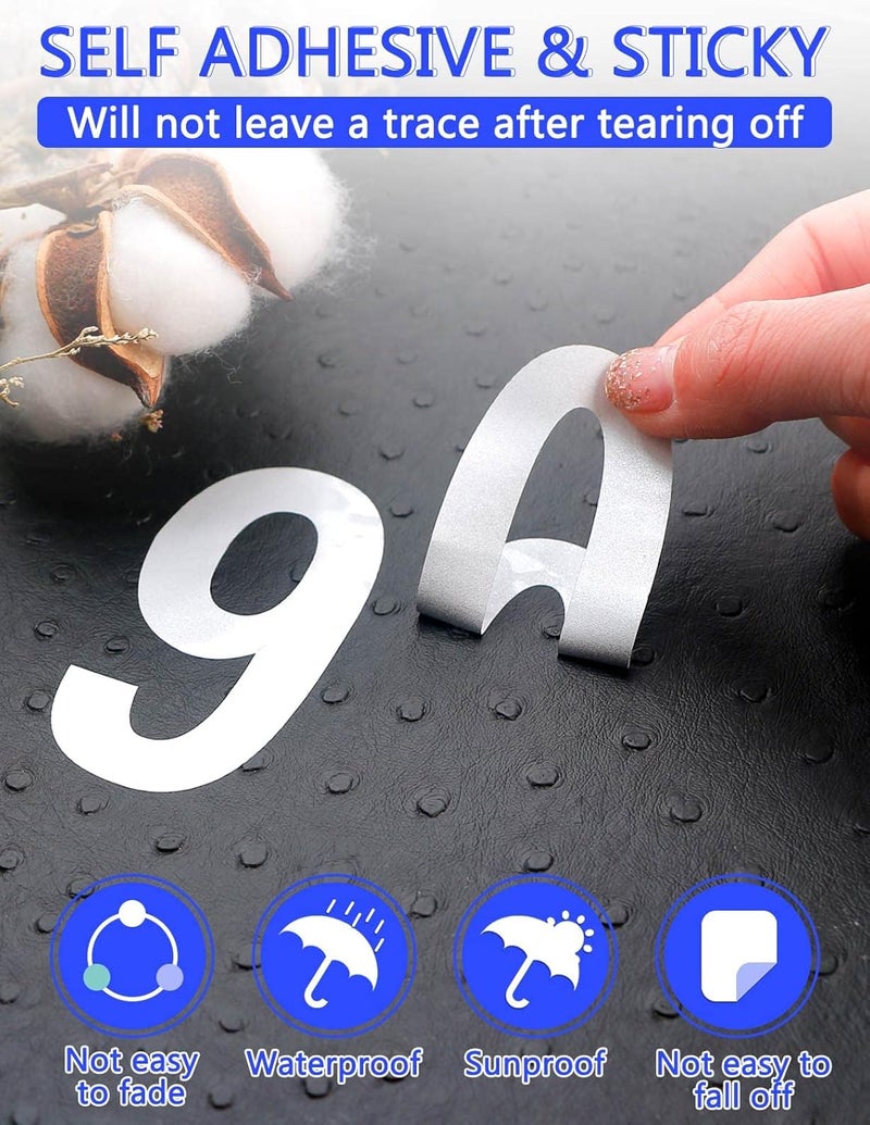 Seloom 148 PCS 3" Reflective Mailbox Numbers Stickers for Outside,White Letter and Number Stickers Address Numbers for Mailbox,Self Adhesive Vinyl Waterproof House Decal for Door Cars Home - Image 5