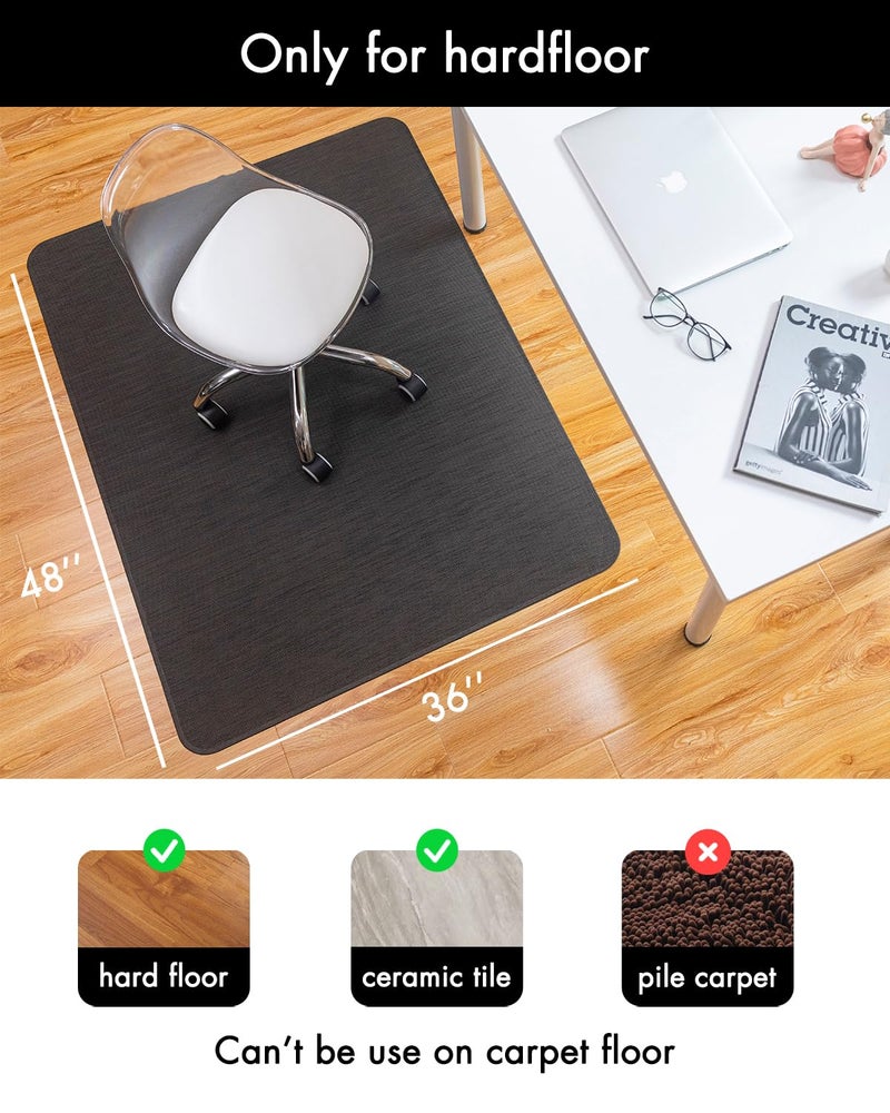 Baroyal Office Chair Mat for Hardwood Floor Under Desk Computer Rolling Chair Mat for Wood/Tile Floor Non-Slip Heavy Duty Desk Rug PVC Plastic Hard Floor Protector 36" x 48" (Espresso) - Image 3